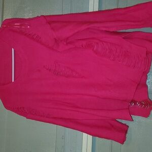 Like New Hot Pink Ripped Thin Sweater